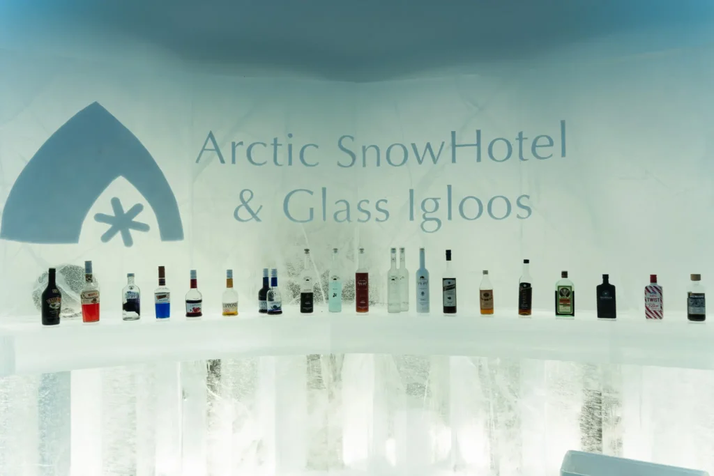 Ice bar at Sinettä Arctic Glass Igloos and Ice Hotel in Lapland
